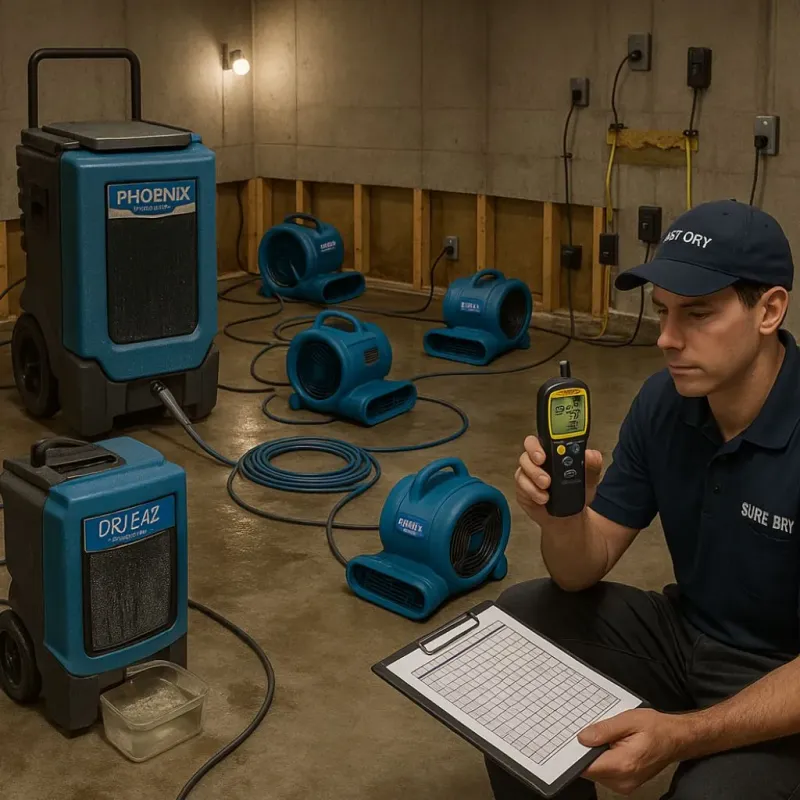 Structural Drying and Dehumidification process in Sibley, LA